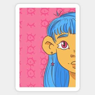 Blue haired girl Sticker